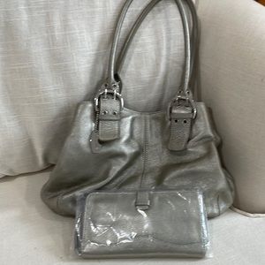 Gun Metal Metallic Classic Tig Satchel!